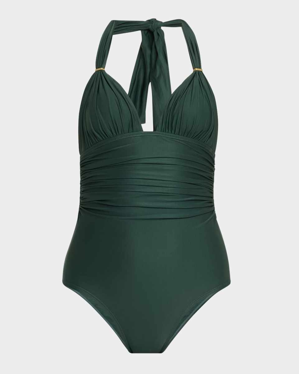 Ruched Halter One-Piece Swimsuit